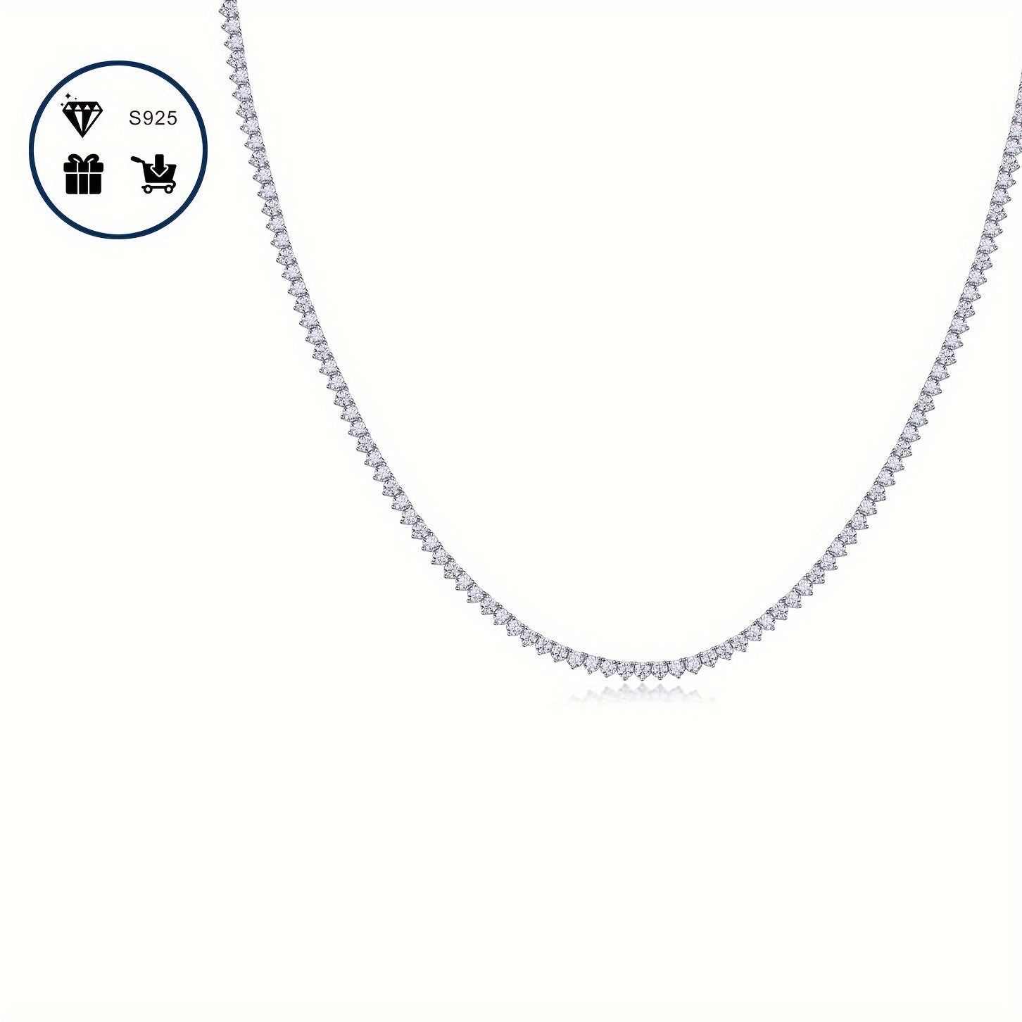 Sterling Silver Moissanite Necklace 17ct Gold Plated Wedding Engagement Jewelry