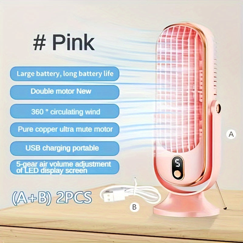 Portable Air Conditioner Fan with 5-Speed Cooling Rechargeable Battery for Home Office Travel Camping