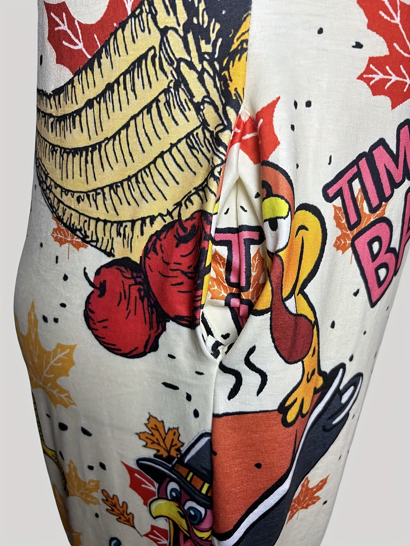 Plus Size Women Cartoon Turkey Print Jumpsuit Polyester Sleeveless Overalls
