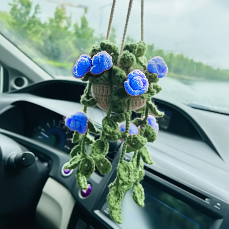 Handmade Crochet Car Mirror Charm Rearview Mirror Accessory Decor