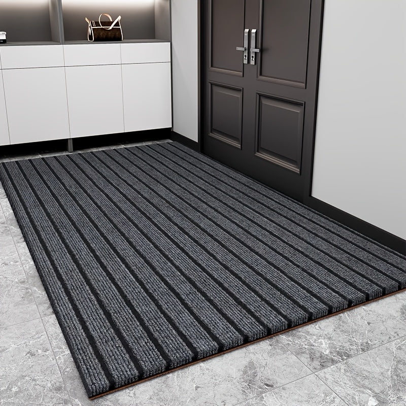 Gray Striped Door Mat Waterproof Anti-Slip Dust-Removing Outdoor Rug