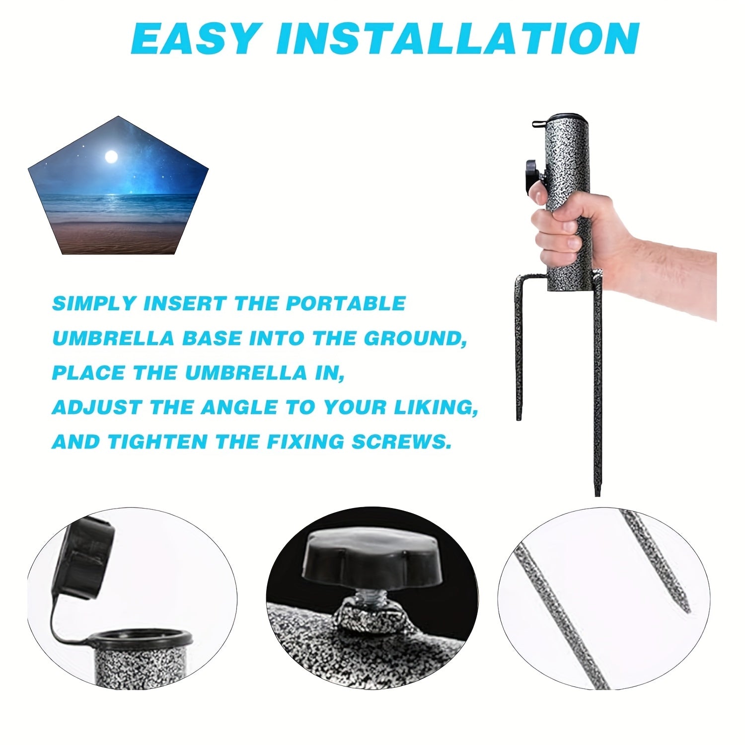 Heavy Duty Metal Ground Anchor for Patio and Beach Umbrellas with Two Forks for Soil and Outdoor Use