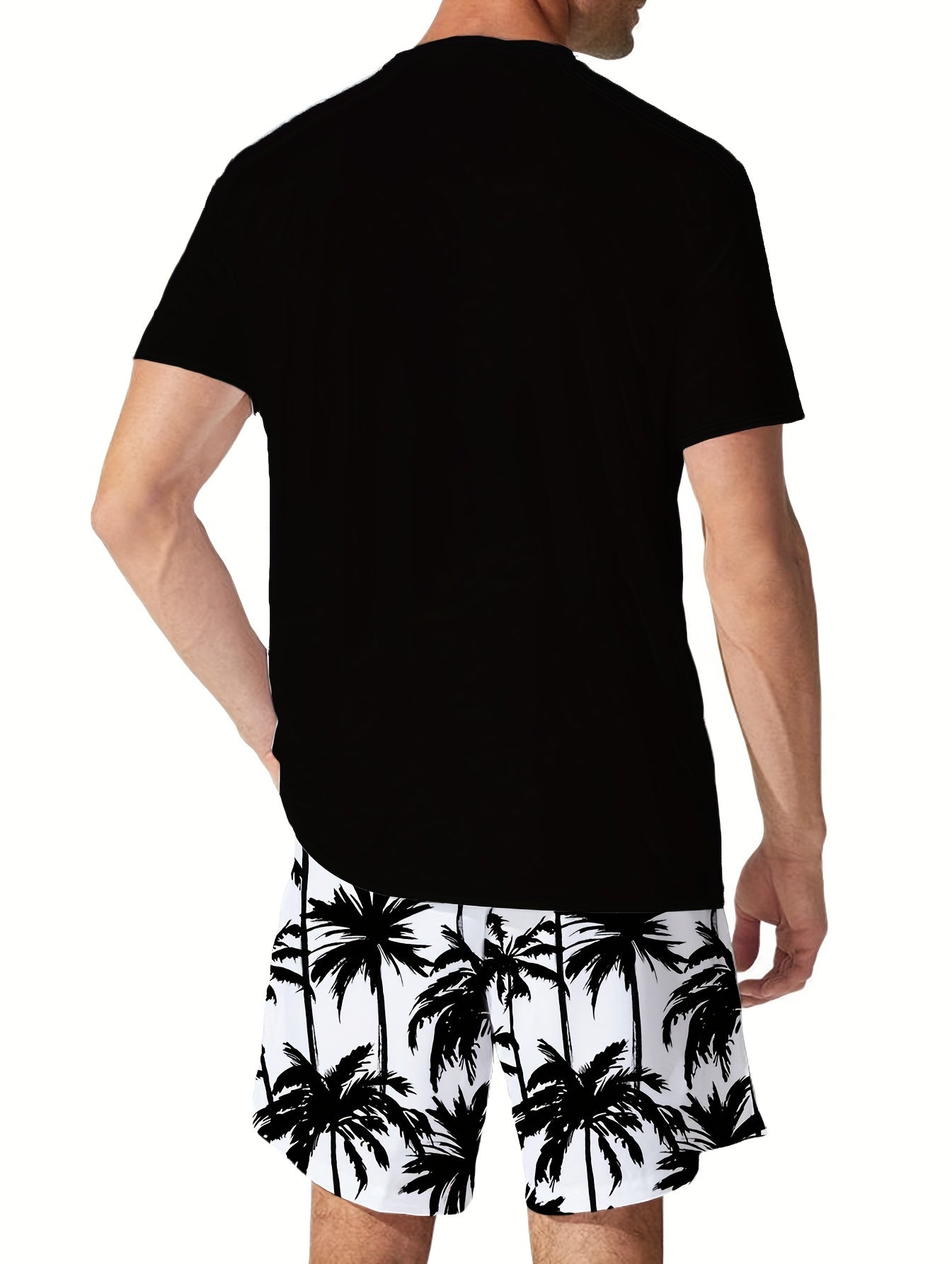 Мужской повседневный комплект одежды из полиэстера с мультяшным принтом, футболка с круглым вырезом и шорты