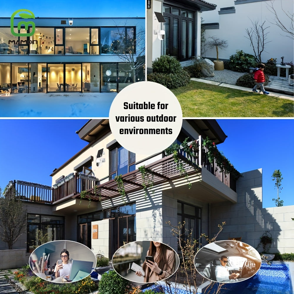 Ulanmagan quyosh energiyali xavfsizlik kamerası 2K kechqurun ko'rish PTZ harakatni aniqlash ikki tomonlama audio