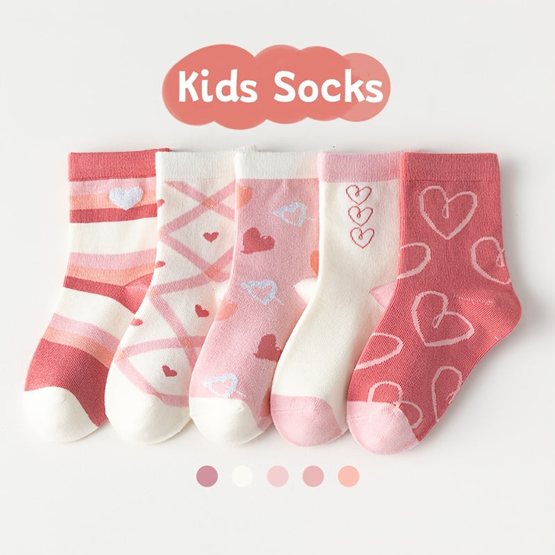 Children's Heart Pattern Socks Knit Cotton Breathable Comfortable for Kids
