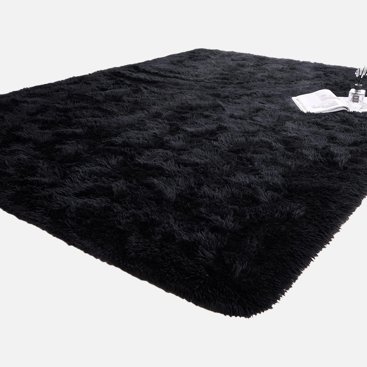 Black Shag Area Rug 1 Piece Soft Cozy Home Decor for Bedroom Living Room Outdoor