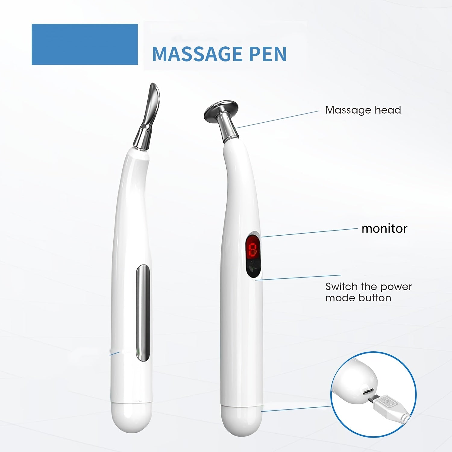 Bolígrafo de masaje eléctrico con 9 velocidades, recargable por USB, portátil para pies, manos y articulaciones