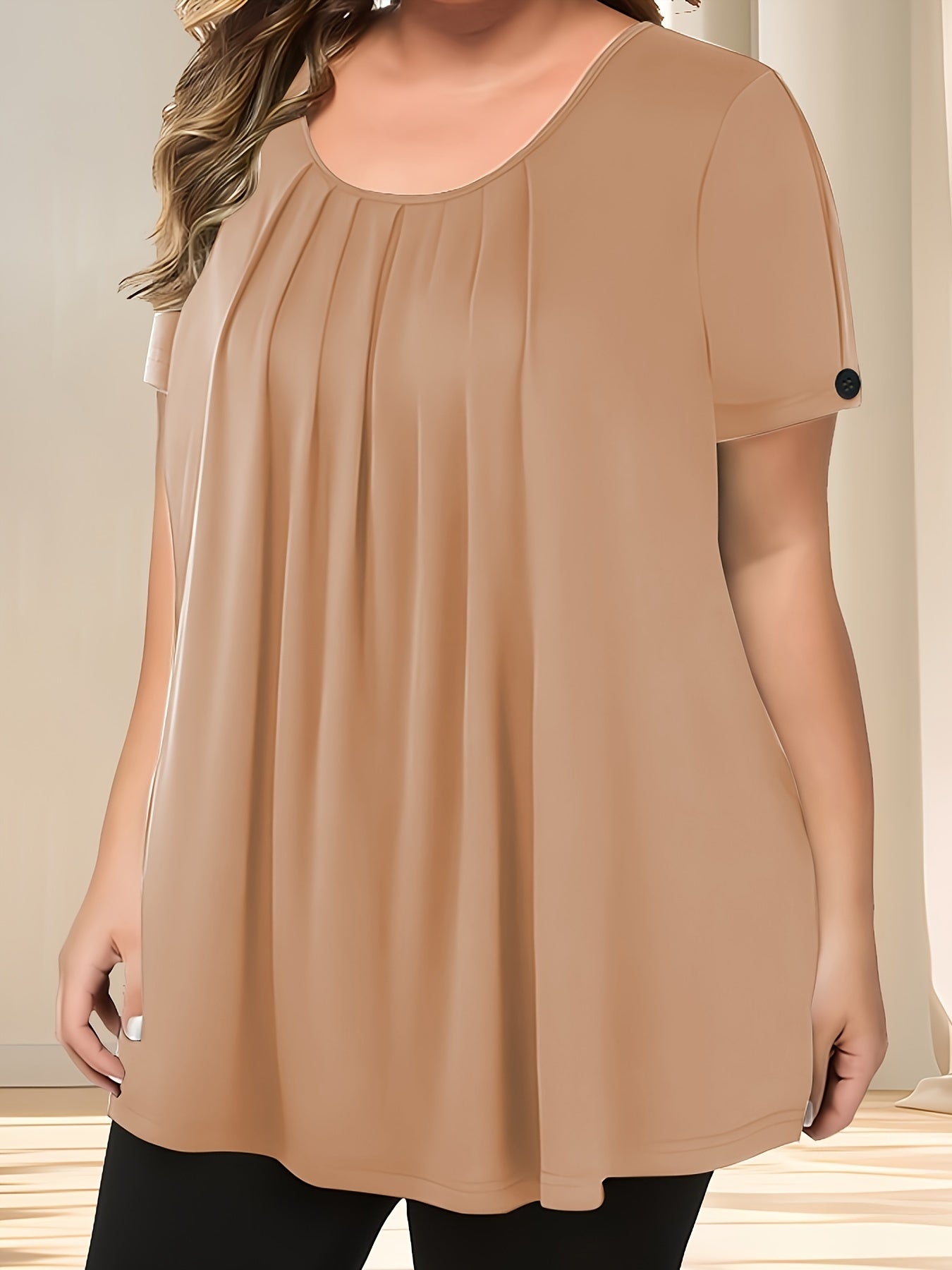 Women’s Plus Size Short Sleeve Blouse Polyester Casual Spring Summer