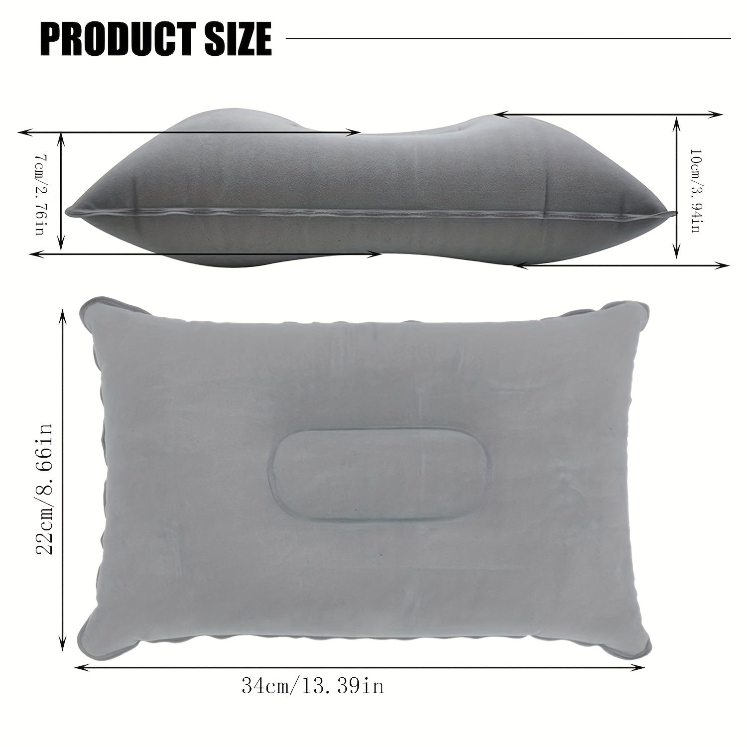 Small Square Inflatable Travel Pillow with Flocking Fabric for Camping and Sleep Support