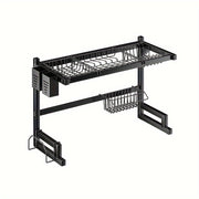 Stainless Steel Over Sink Dish Rack with Utensil Holder and Plate Storage