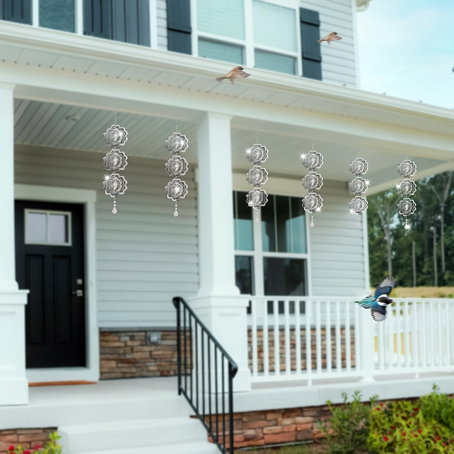 3-Piece Outdoor Bird Deterrent Spinner Set Reflective Golden Wind Scare Devices 5.3 Inches