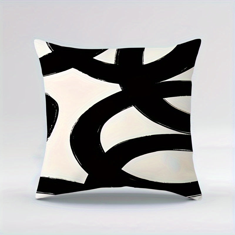 Geometric Abstract Art Pillowcase Black and White Double-Sided Decorative Pillow