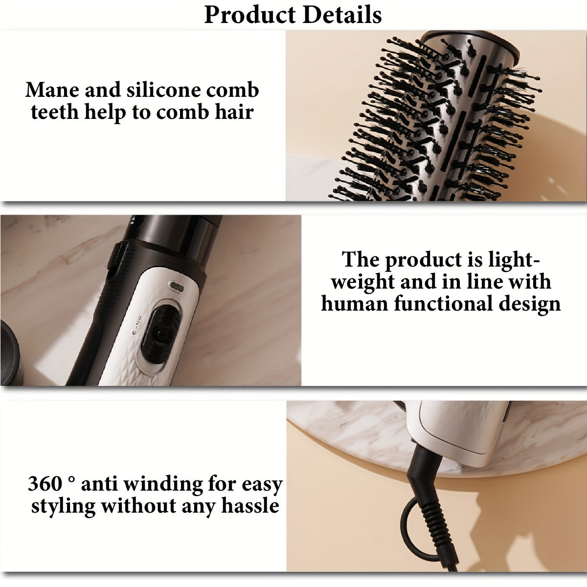 3-in-1 Hot Air Styling Tool with Interchangeable Nozzles 1200W EU Plug