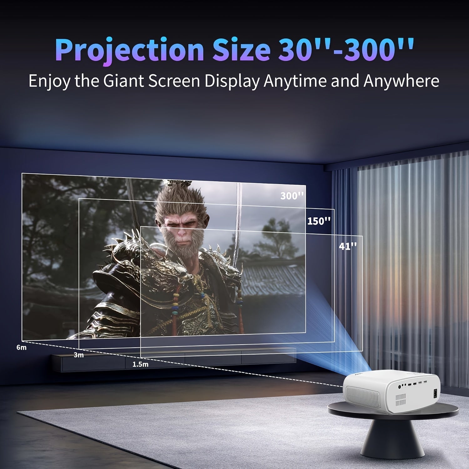 Portable Android Home Theater Projector Full HD WiFi 4K Compatible