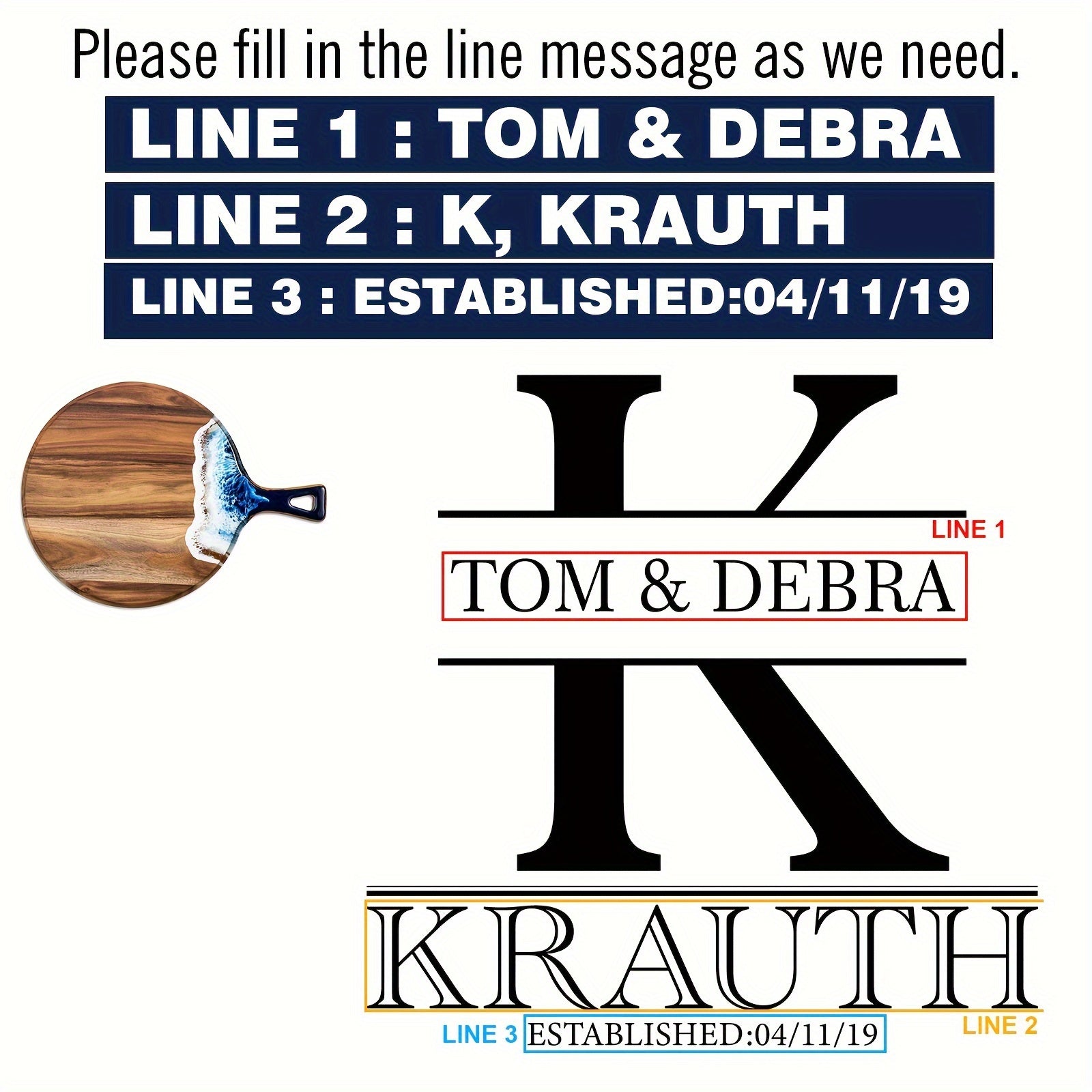 Round Custom Cheese Board with Handle, Personalized Charcuterie Board for Gifts