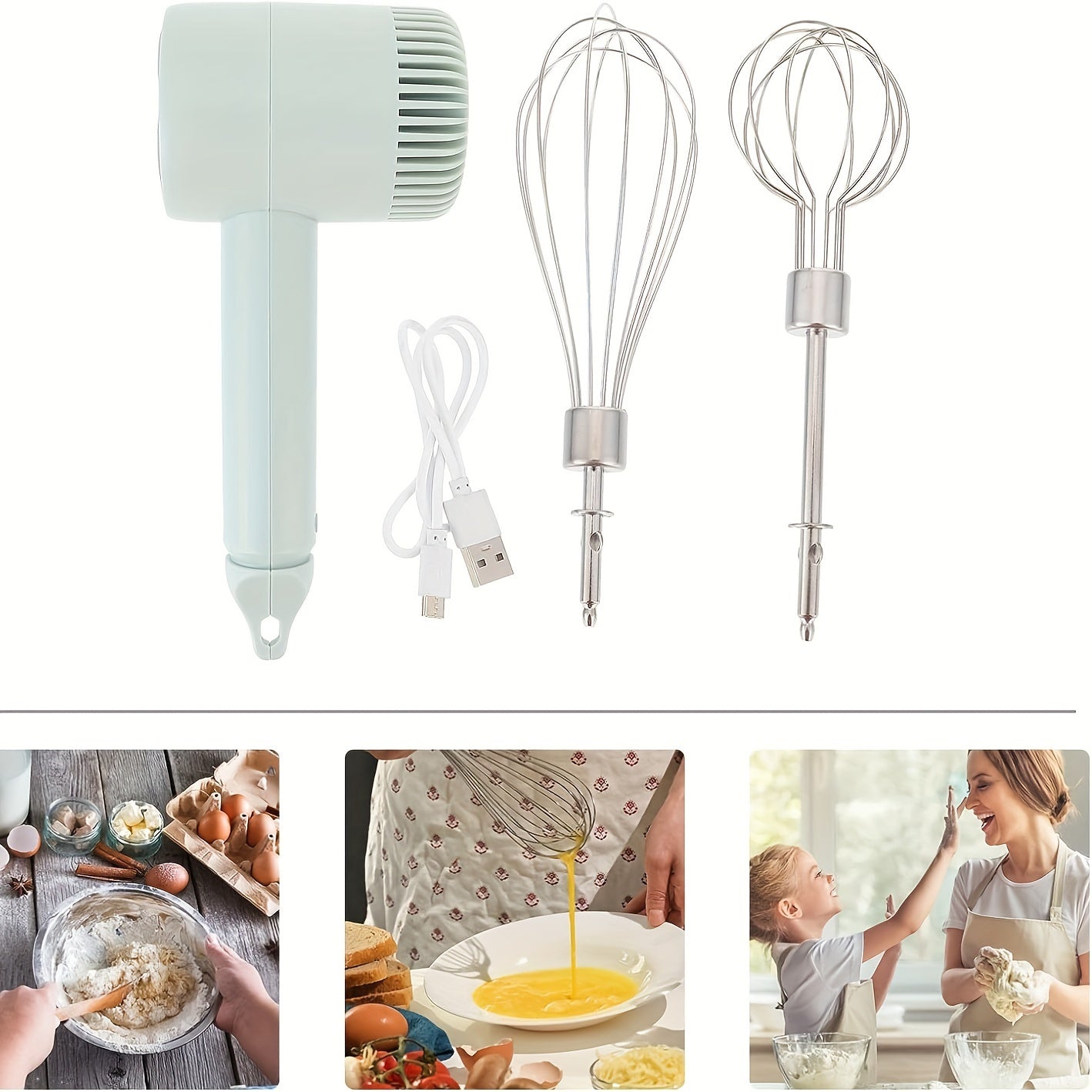 Multifunctional Electric Garlic Masher and Egg Beater Set Rechargeable