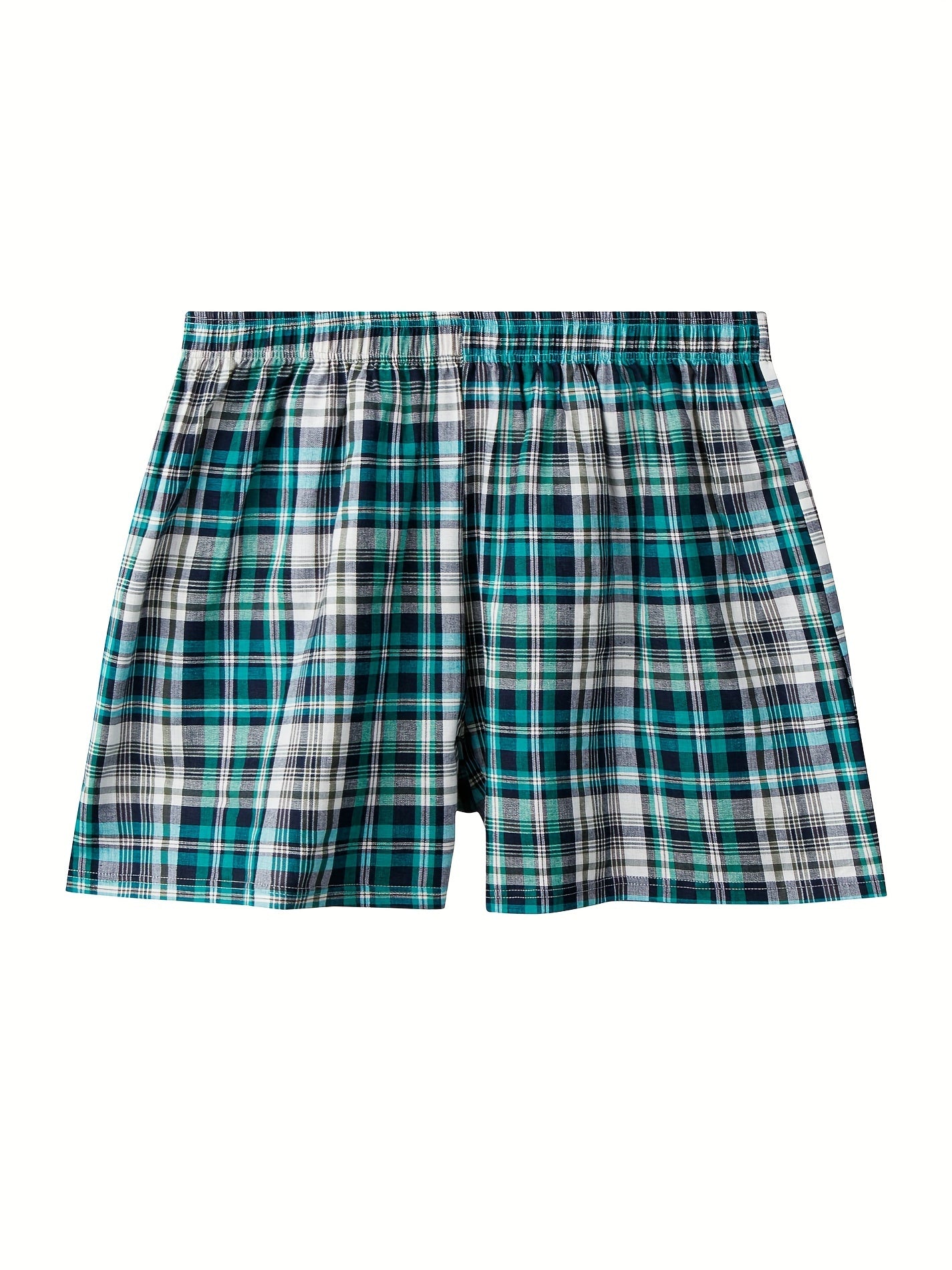 Men's Plaid Cotton Boxer Briefs Pack of 5 Breathable Loose Fit for Home or Beach