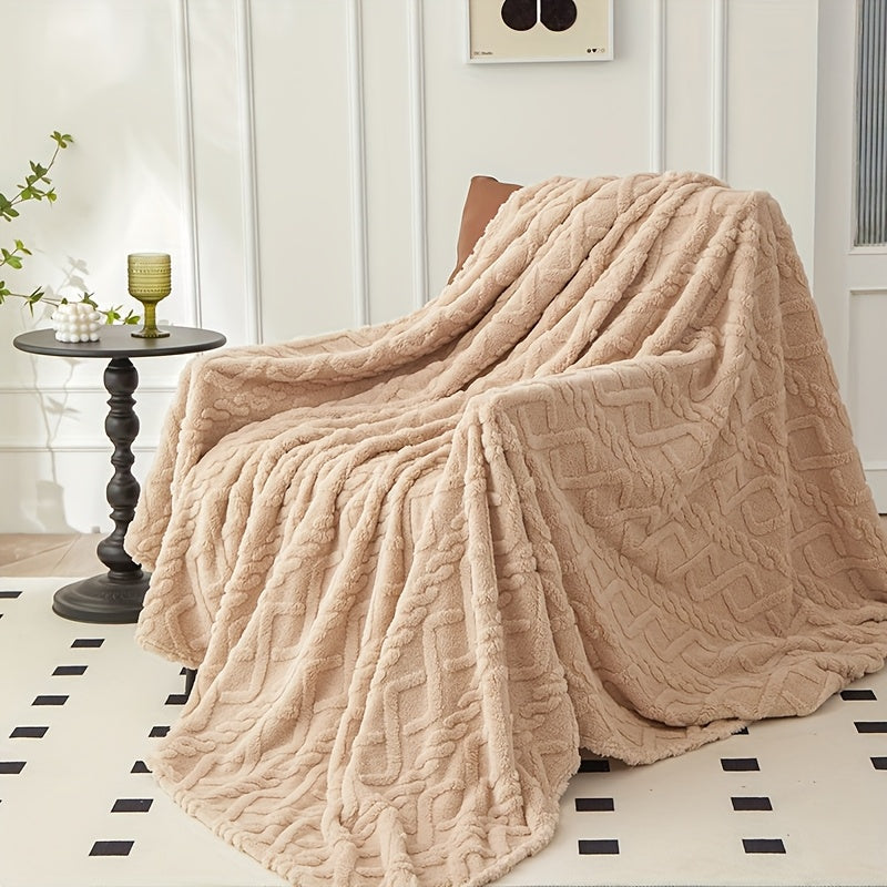 Plaid Taffeta Throw Blanket Polyester Diamond Pattern Lightweight Knit All-Season