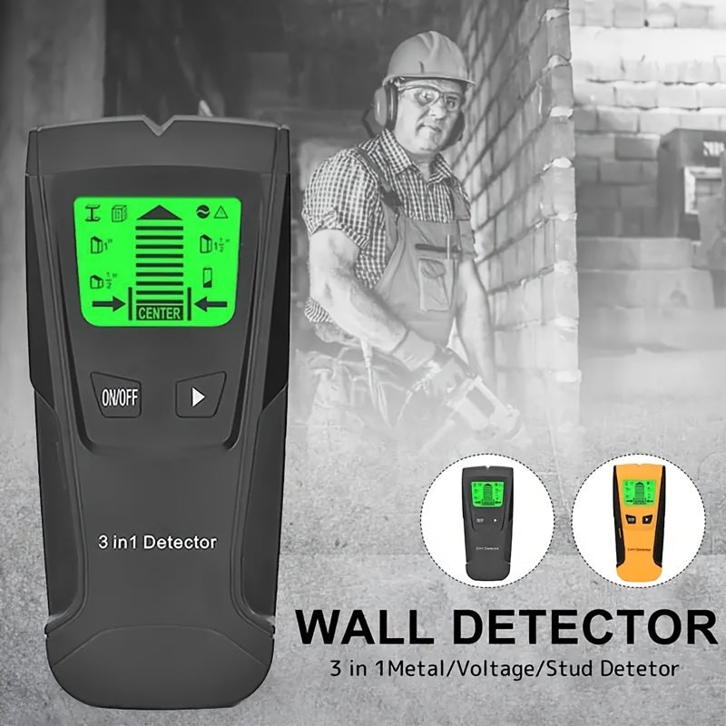 Battery-Powered Stud Finder with LCD Display for Wood Metal and AC Wires