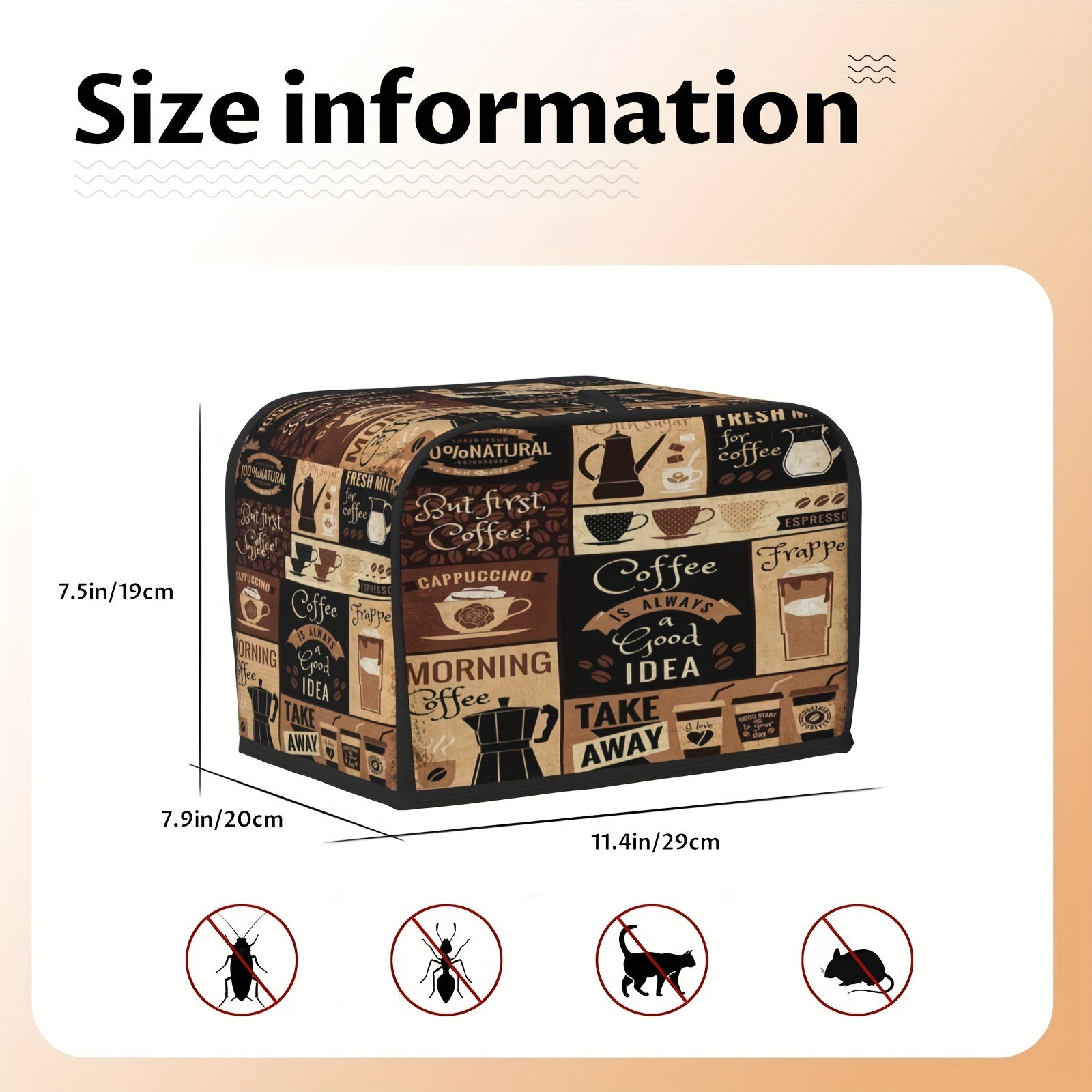 Waterproof Dust Cover for Bread Machines and Small Appliances with Coffee-Themed Design