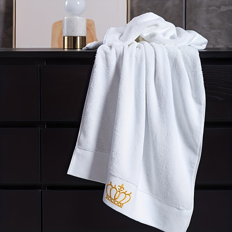 Cotton Hand and Bath Towel Set with Embroidery for Hotels and Salons Absorbent Luxurious Bathroom Accessories