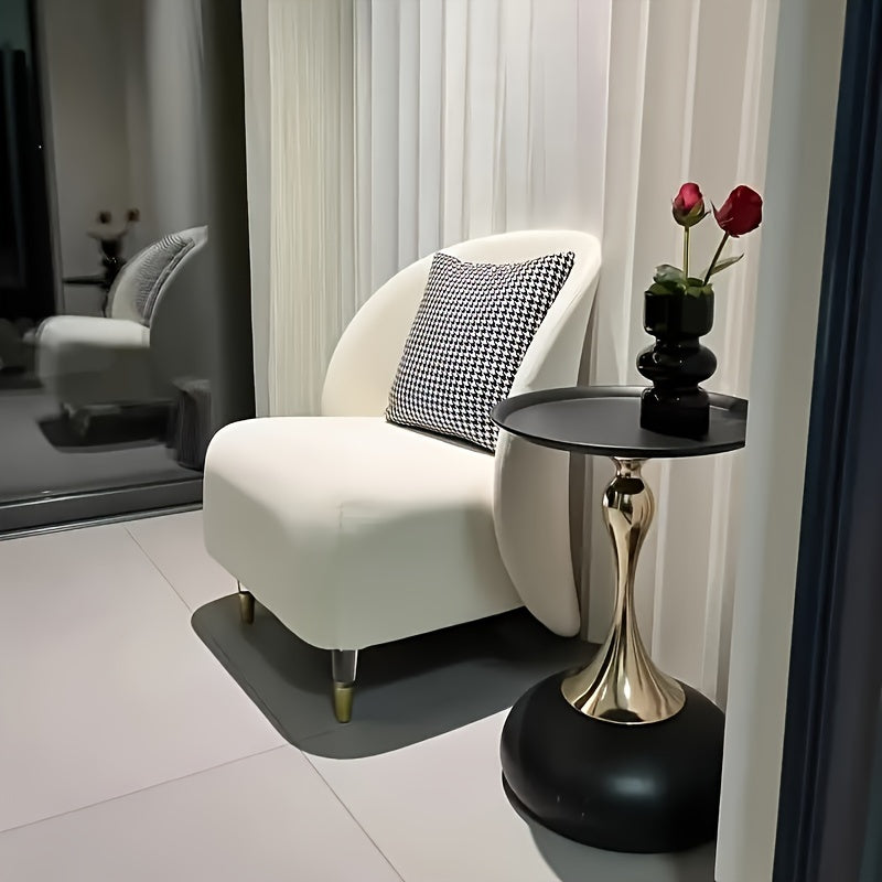 Mesita de metal dorado con almacenamiento para sala de estar y patio