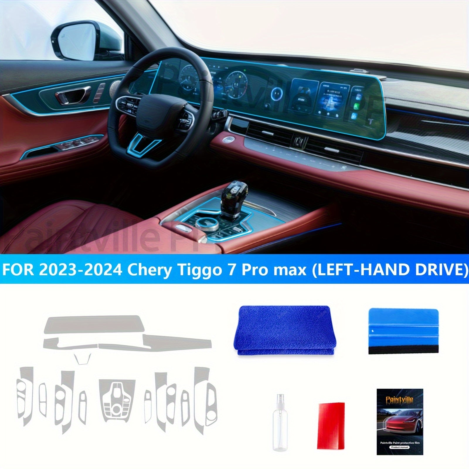 Car Interior Protection Film for Tiggo 7 Pro Max 2023-2024 TPU Screen Protector