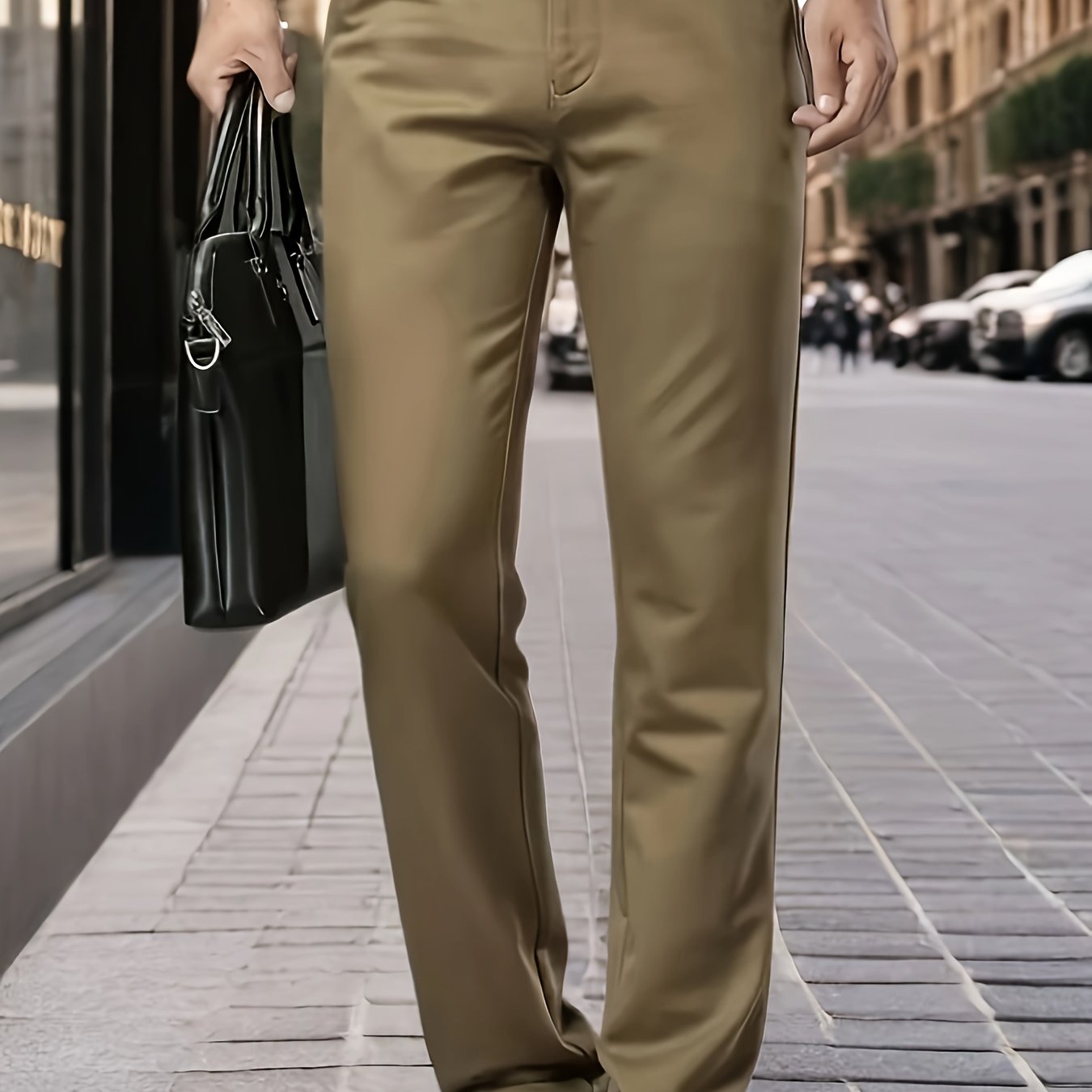 Pantalones de vestir de color sólido para hombres, con tela elástica, para negocios y ocasiones formales