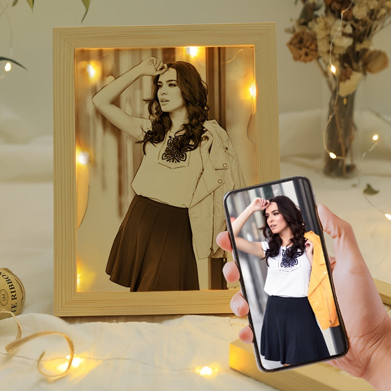 Персонализированная деревянная рамка для фотографий - индивидуально гравированный подарок для пар, юбилеев, свадеб и Дня святого Валентина - домашний декор для возрастной группы 14 лет и старше - одна рамка