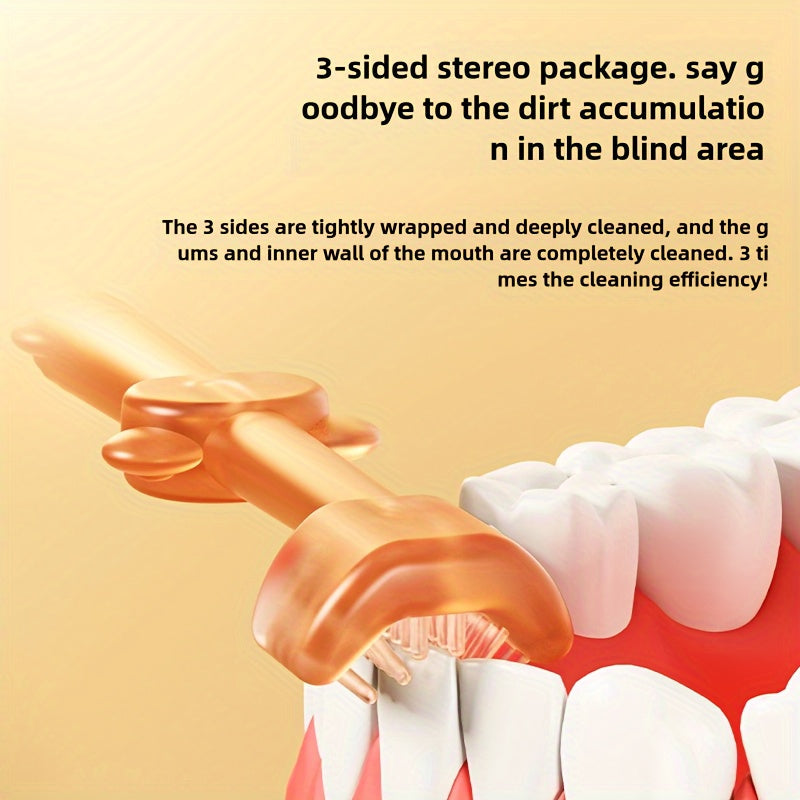 Baby Oral Care Set 3-Piece Silicone Toothbrush Collection for Infants and Toddlers Soft Deciduous Tongue U-Shaped Bear Design