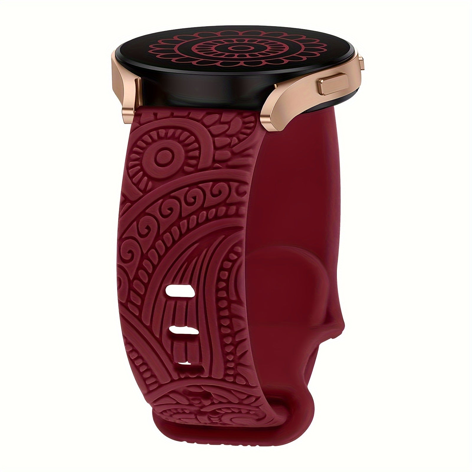 Women's 20mm Silicone Floral Engraved Smartwatch Band Compatible with Samsung Galaxy Watch Models