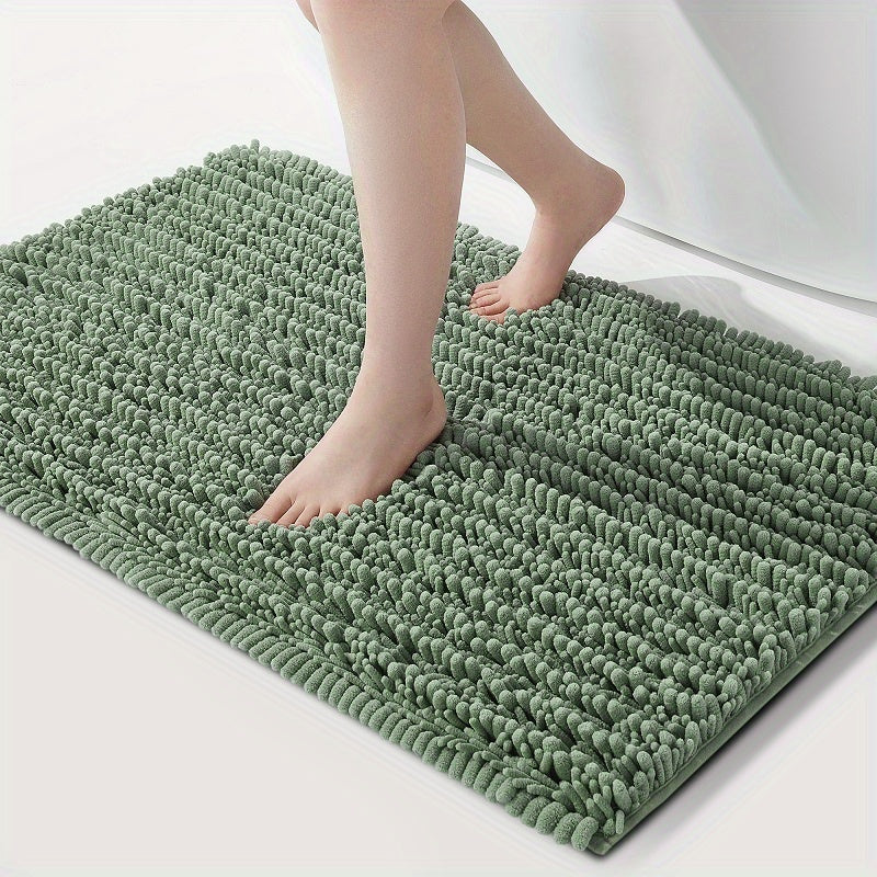 Thick Plush Bath Floor Mat Non-Slip Waterproof Dustproof for Bathroom Kitchen Living Room
