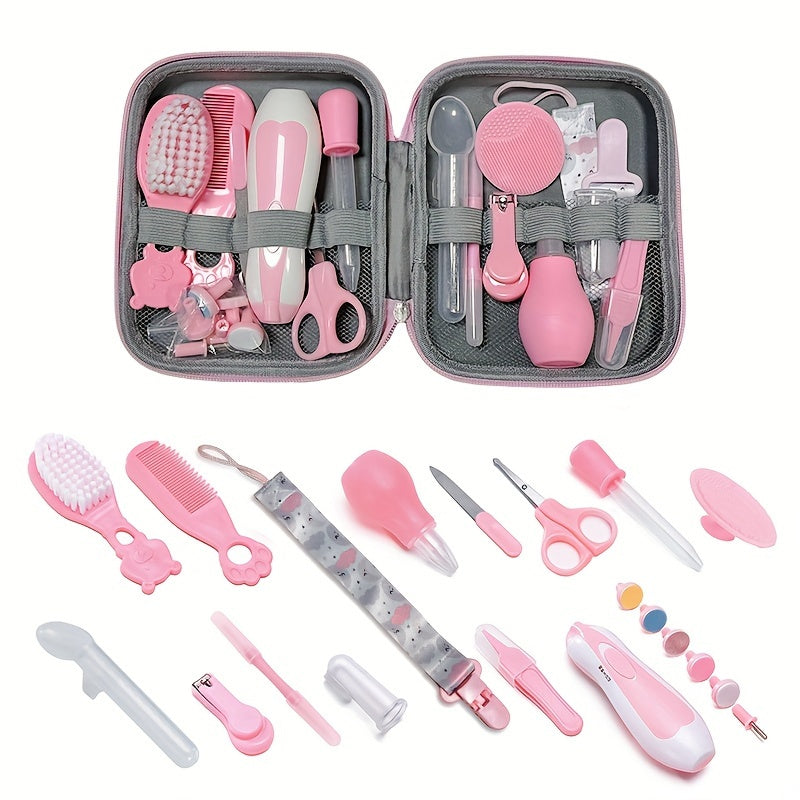 Kids Grooming Kit 14-Piece Safety and Care Set Pink Blue Silicone Essentials