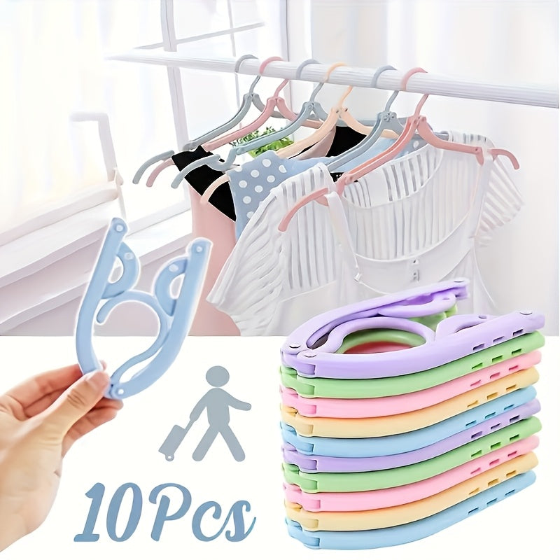 Set of 10 Heavy Duty Plastic Folding Hangers with Clips for Clothes and Accessories