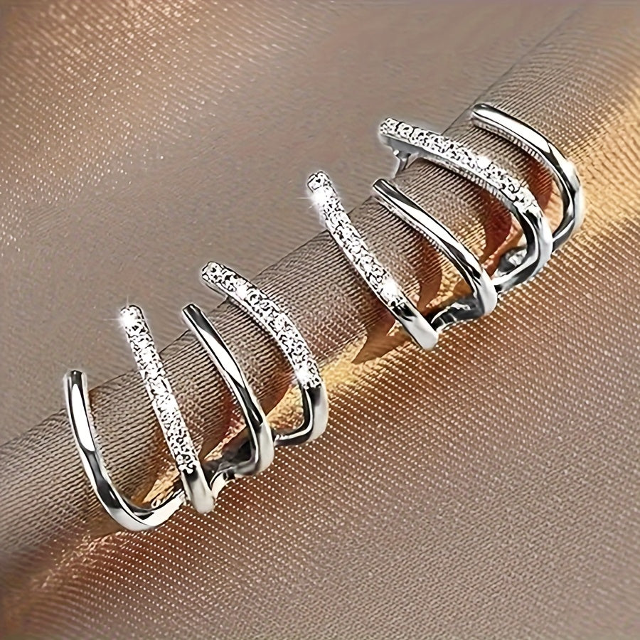 Women's U-Shaped Earrings Zinc Alloy Rhinestones Stainless Steel Hooks