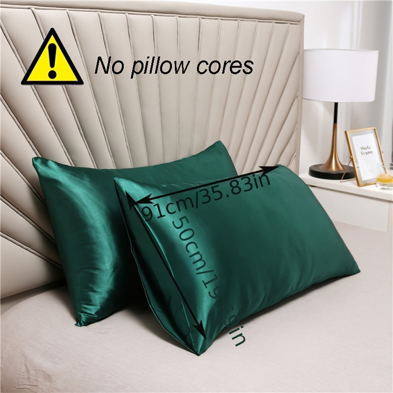 Two Pieces Satin Pillowcases Breathable Soft Envelope Design for Bedroom Sofa Home Decor