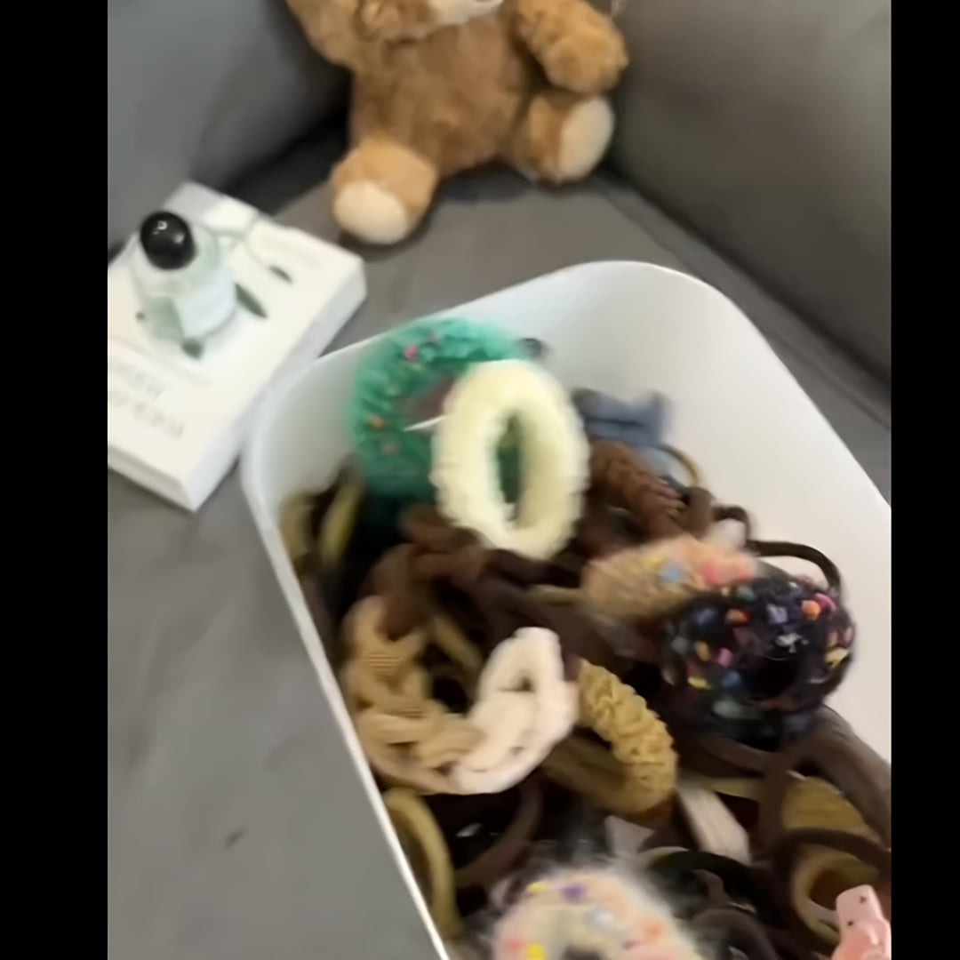 Set of 86 Fabric Hair Ties for Women and Girls, Vibrant Ponytail Holders, Minimalist Hair Accessories