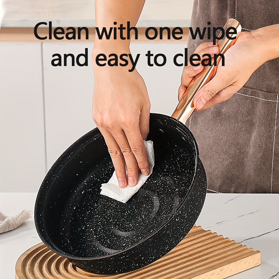 12-Piece Stainless Steel Non-Stick Cookware Set with Gold Handles and Silicone Utensils