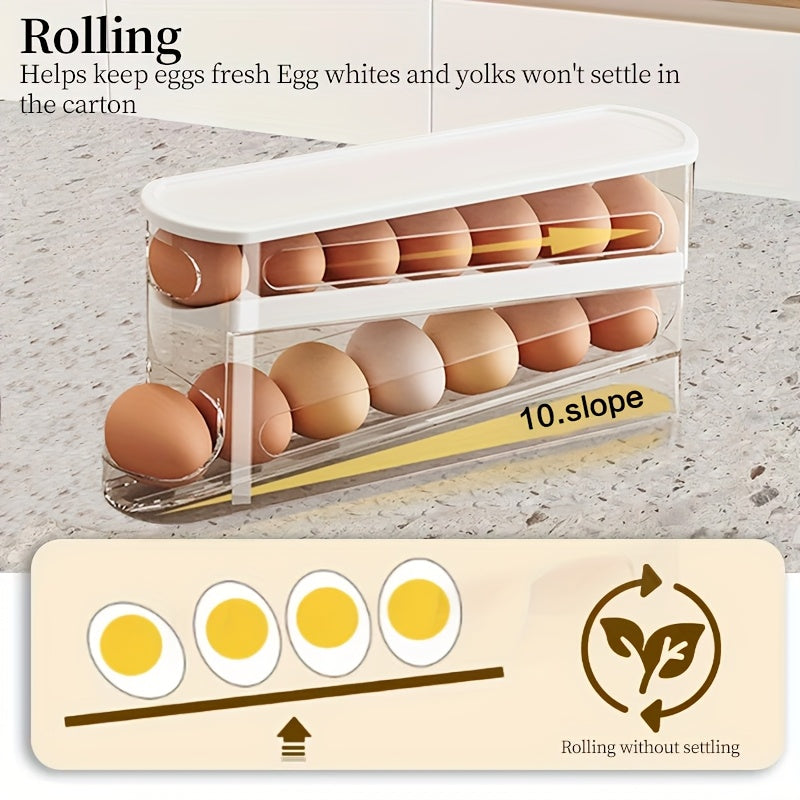 Multilayer Plastic Egg Storage Box - Space Saving Stackable Refrigerator Organizer