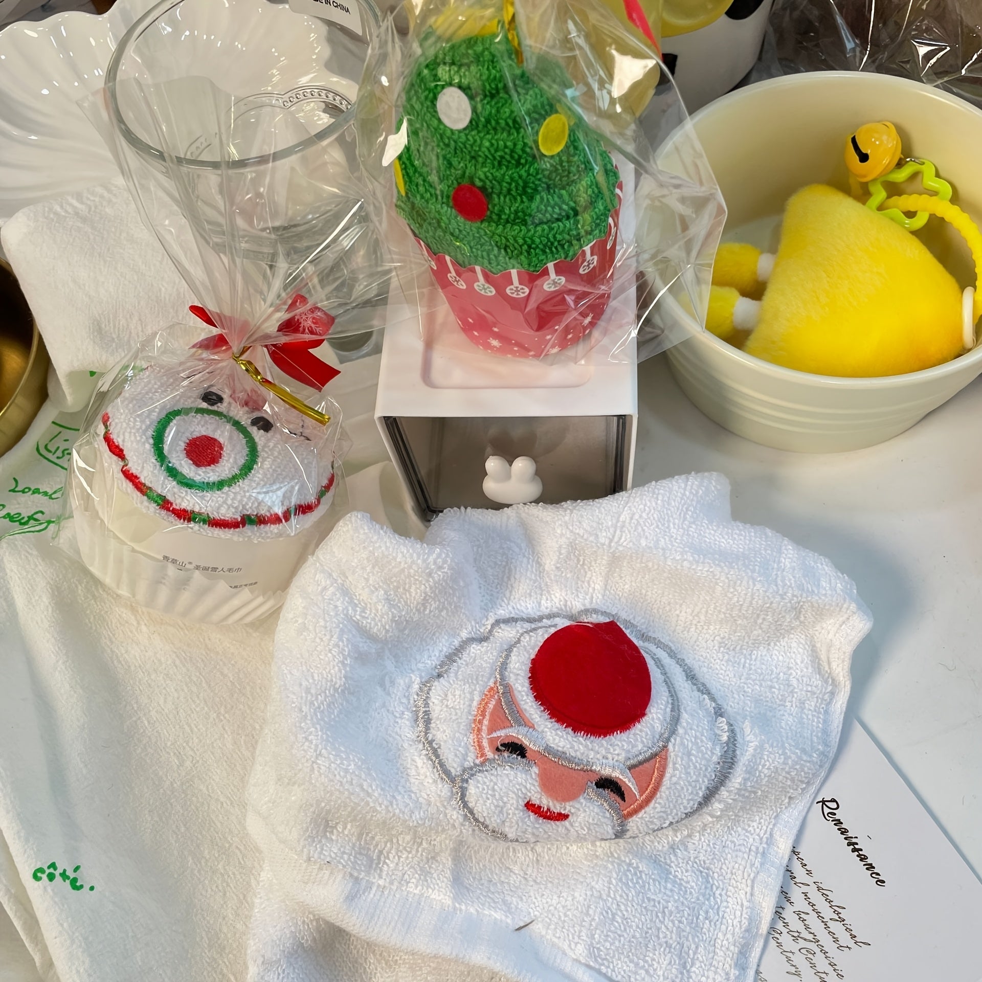 Cotton Christmas Tree Kitchen Towel Modern Style Machine Washable Fade-Resistant Embroidery