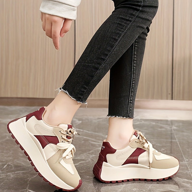 Women's Casual Sneakers with Chunky Soles and Rubber Outsole