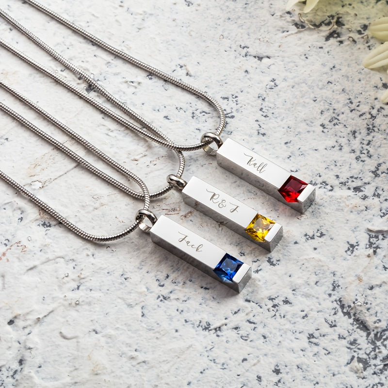 Индивидуальное вертикальное подвесное ожерелье с вашим именем, идеальный подарок на День святого Валентина, уникальный золотой и серебряный кирпичный дизайн, настраиваемые украшения для личного акцента