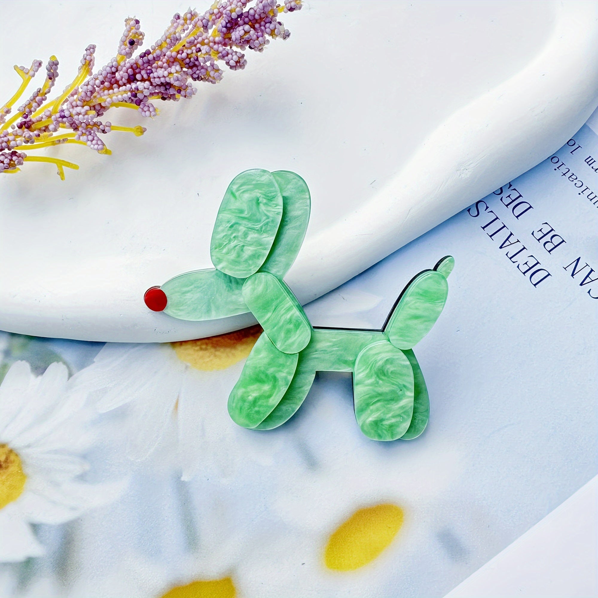 Handmade Acrylic Animal Brooch Pin Cartoon Dog Shape for Apparel Bags Accessories