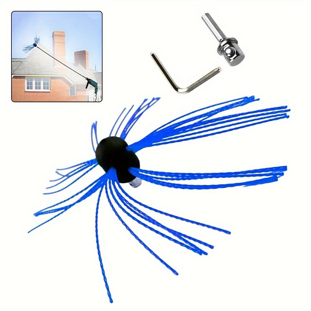 Chimney Sweep Kit with Power Drill Attachment, Nylon Rod, Bristle Head