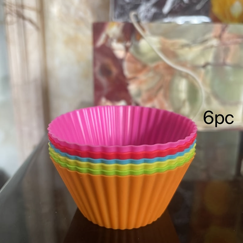 Silicone Baking Cups Set 6 12 or 18 Reusable Muffin Molds for Cakes Candies Puddings