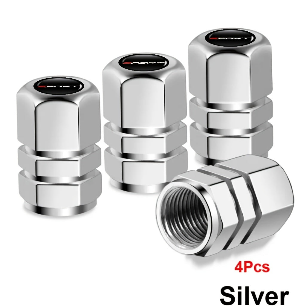 Aluminum Valve Caps Set for Cars and Motorcycles, Sport Pattern, 4/8/12 Pieces