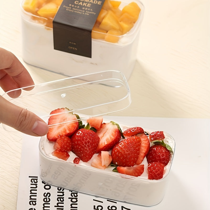 Set of 10 Clear Plastic Dessert Containers for Bakery Treats and Cakes