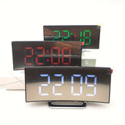 Digital LED Curved Alarm Clock with Snooze Mirror Desk Clock for Home Office Decor