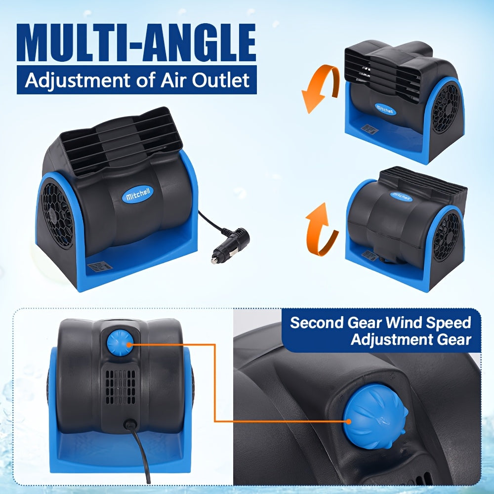 Vehicle Air Fan for Cars Trucks Boats RVs Silent Cooling 12V Low Noise