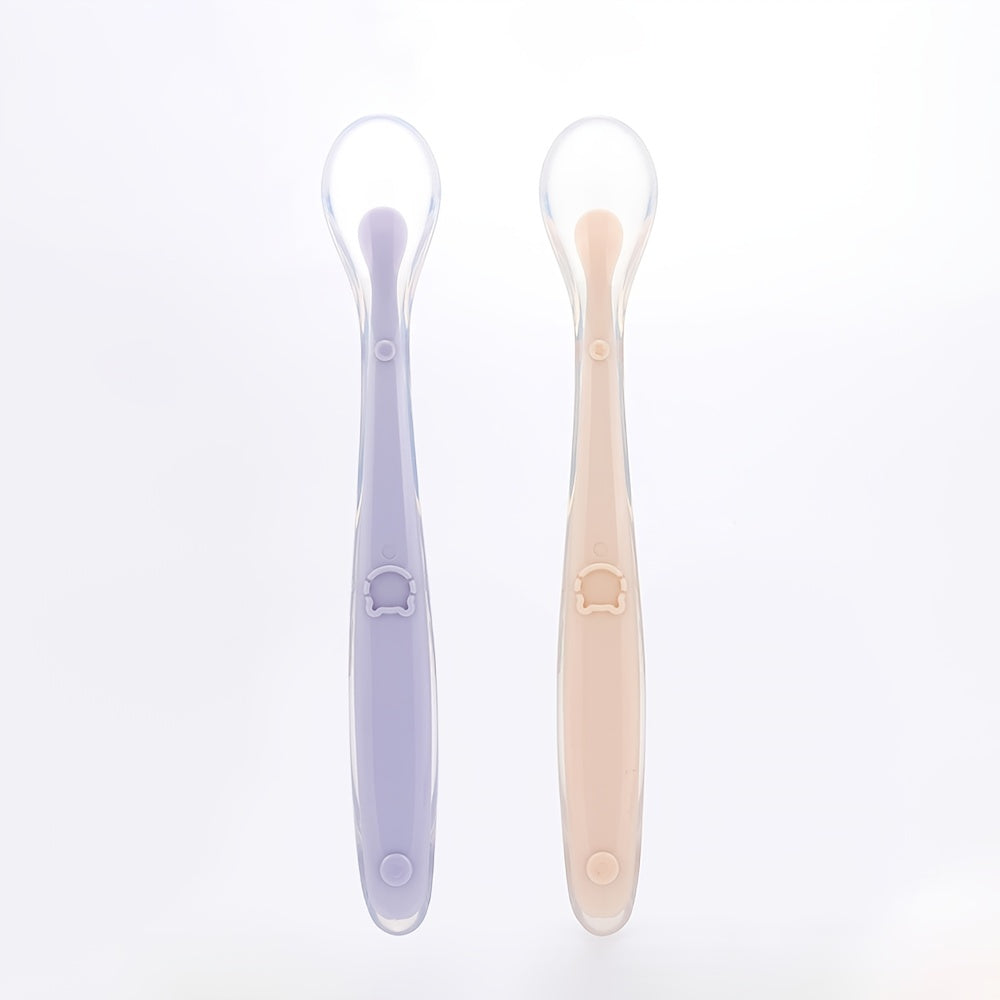 Two Packs Kids Silicone Feeding Spoons Durable Safe for 0 Year+